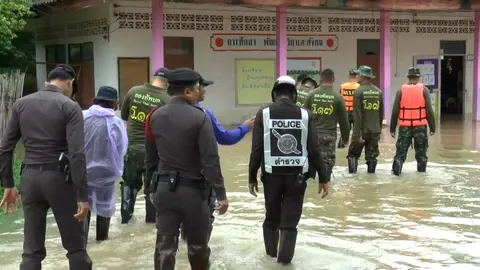 น้ำร่องช้าง ไหลเข้าท่วม อ.ดอกคำใต้ อ่วม-ร.ร.ปิดอย่างน้อย 1 โรง