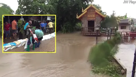 ฝายพัง เร่งป้องกันไชยปราการ พายุตาลัสถล่มสั่งลา น้ำทะลักจากดอย (คลิป)