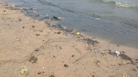 ฝนกระหน่ำพัทยา น้ำเสียไหลลงทะเลสีดำขุ่น ขยะเกลื่อนชายหาด