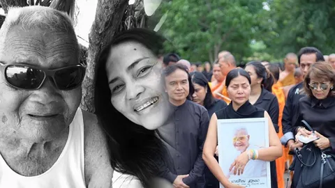 สุนารี ร่ำไห้ตาช้ำ! กอดรูปคุณพ่อทำพิธีฌาปนกิจ หลานชายบวชให้คุณตา