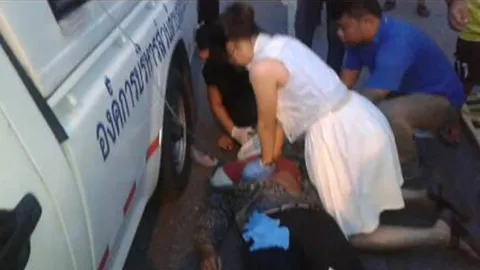 นางฟ้ามาช่วย ชุบชีวิตหนุ่มรถชน หมดสัญญาณชีพแล้ว ปั๊มหัวใจจนฟื้น