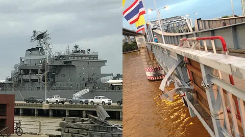 ทร. แจง กระโดง'ร.ล.สุรินทร์'เกี่ยวราวสะพานกรุงเทพ ชี้ สุดวิสัย 