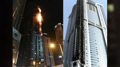 หนีตายกลางดึก นาทีสยอง ไฟไหม้ตึกระฟ้า มารีนา ทอร์ชที่ดูไบ ซ้ำสองใน2ปี (คลิป)