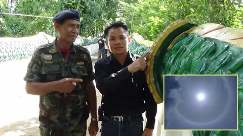 พญานาคทางเข้าคำชะโนดร้าว! หลังน้ำท่วม เชื่อสะพานปูนหนัก เกาะจึงไม่ลอย (คลิป)