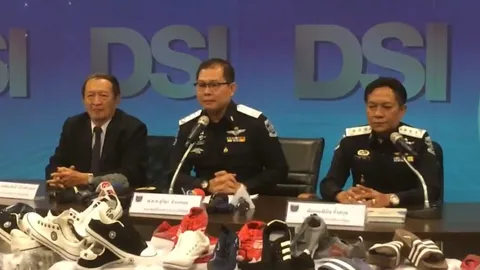 'ดีเอสไอ' บุกจับรองเท้าก๊อปแบรนด์ดัง 1.6 แสนคู่ ค่ากว่า 20 ล้าน