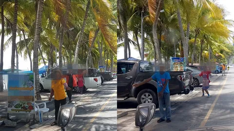 สุดระอา! ยืนโบกรถ ให้จอดช่องสาธารณะ บีบนั่งทานอาหารริมหาดบางเสร่