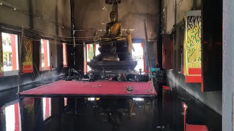 ไฟไหม้โบสถ์วัดในไร่ จ.ระยอง เสียหายนับ 10 ล้าน คาดลืมดับเทียนพรรษา