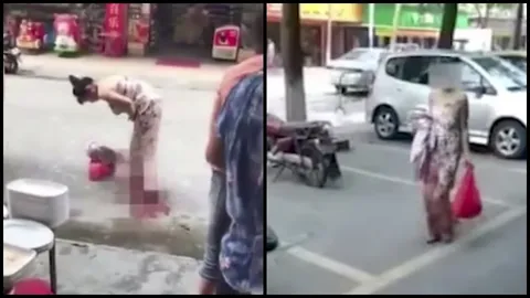 อึ้ง! สาวจีนยืนคลอดลูกกลางถนน อุ้มเด็กเดินกลับบ้านหน้าตาเฉย (คลิป)