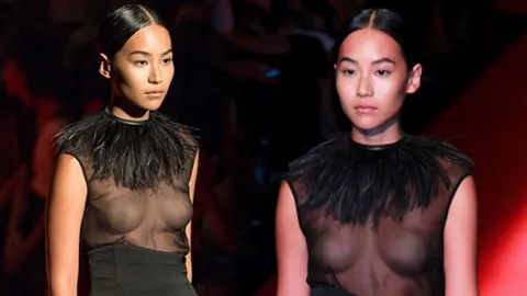 วิญญาณนางแบบมาเต็ม!! คิทตี้ ชิชา ใส่ซีทรู เปลือยอกสวยอยู่กลางรันเวย์ 