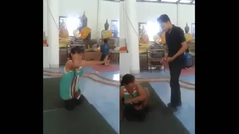 เจอกุญแจมือปุ๊บ องค์พ่อปู่กระเจิง! พระทนไม่ไหว หญิงเข้าทรงหากินในวัด