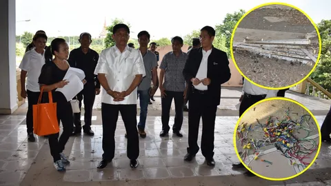 โจรไม่เกรงใจ ลักทรัพย์ในอาคาร ใกล้บก.ภ.อ่างทอง ปอกสายไฟ-เลาะขอบประตู