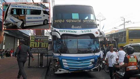 ทัวร์นรก ชนวินาศ 10 คัน ตาย2ศพ