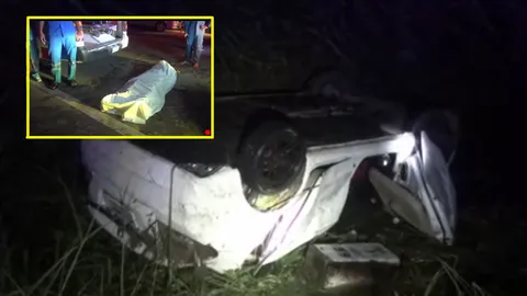 สลด คู่รักทะเลาะกันในรถ เก๋งแหกโค้งตกคลอง นศ.สาวจมน้ำดับ 