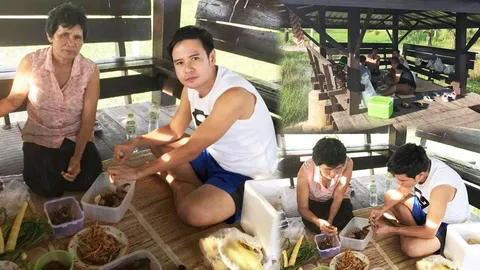 ไม่ลืมตัว ไผ่ พงศธร นั่งกินส้มตำ-ป่นที่แม่ทำให้ ที่ศาลาเก่าๆริมทาง