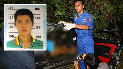 แคดดี้หนุ่มหึงแฟนสาว บึ่งรถไปชนเสาไฟฟ้าที่ระยอง ดับคาพวงมาลัย