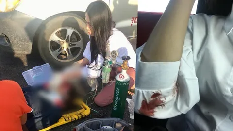 นางฟ้าตัวจริง! พยาบาลสาวโดดเข้าช่วยคนเจ็บ แม้อยู่ในชุดลำลอง