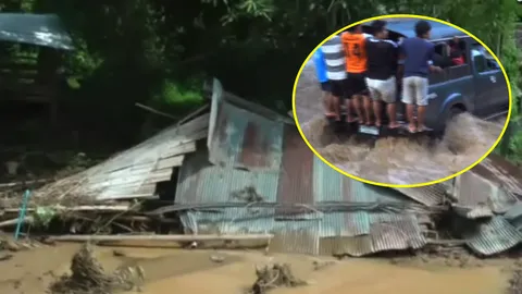 น้ำป่าซัดบ้านหาย กะเหรี่ยงคอยาวแม่ฮ่องสอน ยังเข้าเมืองไปถวายดอกไม้จันทน์