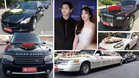 แต่ละคันพรีเมียมทั้งนั้น! ส่องขบวนรถบ่าวสาว ‘ซงจุงกิ ซงเฮเคียว’ หรูเว่อร์