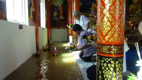 หนึ่งเดียวที่อ่างทอง ลอยกระทงในวิหาร ขอขมาพระแม่คงคา