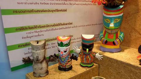 นร.ศรีสองรักษ์วิทยา คว้าที่ 2 ทำของที่ระลึก 'ผีตาโขน' จากวัสดุเหลือใช้