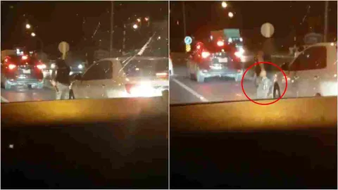 หนุ่มเลือดร้อน! คว้ามีด-ชักปืน หาเรื่องรถเก๋งผิดคัน อุกอาจกลางแยกไฟแดง