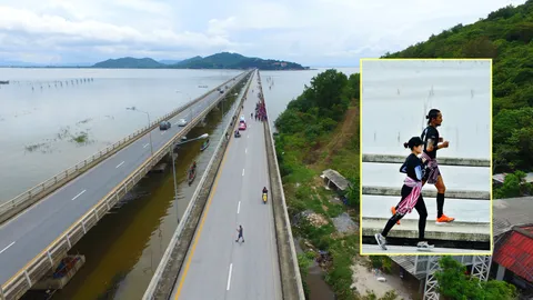 'ตูน' วันที่ 8 วิ่งข้ามสะพานติณสูลานนท์ เกิดเรื่องประทับใจตลอดเส้นทาง