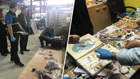 บุกทลายโรงงานผลิตเข็มที่ระลึกปลอม ลาดพร้าว ซิว 'เฮียแก้ว' ของกลางอื้อ