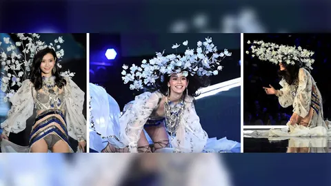 คนแห่ให้กำลังใจ นางแบบสาวจีน ลื่นล้มบนเวที วิคตอเรีย ซีเคร็ท (คลิป)