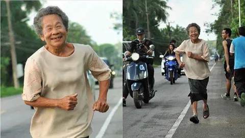 ฟิตเปรี๊ยะ! ยายวัย 75 วิ่งส่ง ตูน บอดี้สแลม แรงบันดาลใจให้ออกกำลังกาย