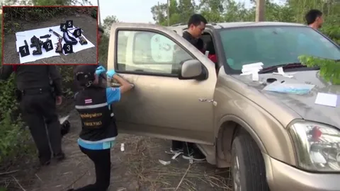 ออกหมายจับมือยิง 'เจ๊แต๋ว ปูทะเล' พบกระบะซุกหมู่บ้านร้าง เจอปืน-กระสุน