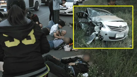  วีออสประสานงา ดูคอนเสิร์ตบิ๊กเมาน์เท่นถึงเช้า เจอโค้งปราบเซียน เจ็บ8  