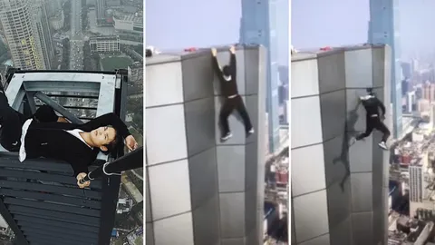 พลาดตายจริง หนุ่มจีนนักปีนตึกมือเปล่า ร่วงตึกสูงเสียชีวิต (คลิป)
