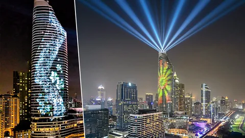 ครั้งแรกในไทย!! ตระการตาแสงสี 3 มิติ บนตึกระฟ้า