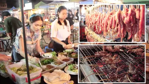 หมูต๊ะตุงพวง ตลาดยังเติร์ก กำแพงเพชร คนชอบขายดีทำรายได้วันละ 7 พัน (คลิป)