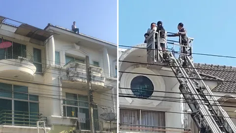 คลุ้มคลั่งปีนหลังคา! เมียกล่อมไม่ฟัง หนุ่มหลอนโดดกระแทกพื้นสาหัส