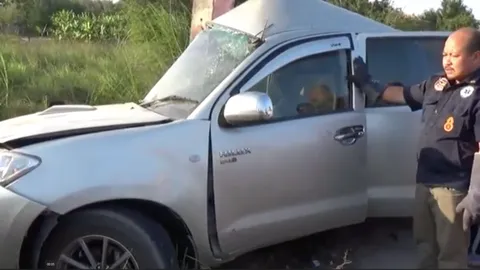 ระยอง ลูกสาวขับรถไปกับพ่อ เสียหลักอัดเสาไฟฟ้า ลูกดับคาซาก พ่อสาหัส