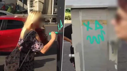 ลบแล้ว! ฝรั่งมือบอนเขียนกราฟฟิตี้ถนนสีลม ชี้มีโทษปรับ 500-2,000