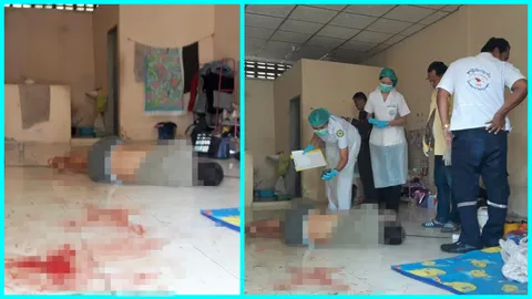 สยอง! ผัวเมียฆ่ากันด้วยกรรไกร ผู้ชายถูกแทงปักอกดับคาห้อง ผู้หญิงสาหัส 