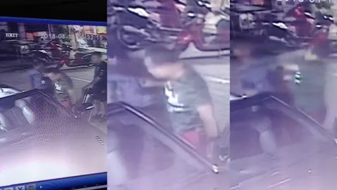 ล่า! คนใจร้ายขับเบนซ์เปิดประทุน ตื้บ รปภ.สลบ เหตุแค่เตือนไม่แลกบัตร (คลิป)