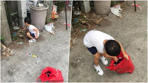 คุณแม่สายสตรองขอดัดนิสัย 'ลูกชายไม่อยากเรียน' งั้นถือถุงไปเก็บขวดขาย