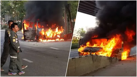 สามี 'โบ ชญาดา' หอบลูกหลานหนีตาย ไฟไหม้รถตู้โฟล์ก วอดทั้งคัน (คลิป)