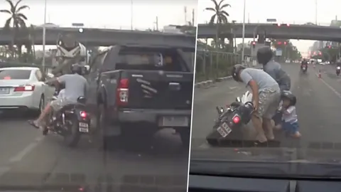 รุมจวกยับ! โซเชียลล่าตัวกระบะใจดำเบียด จยย.พ่อลูกล้ม ก่อนหนีหน้าตาเฉย