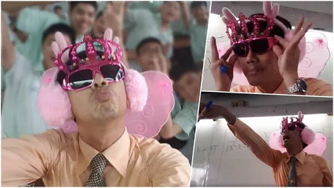 บ้าบอคอหอยพอก! ครูสายฮาติดปีก-สวมแว่นแฟนซีสอน เด็กชอบใจแย่งกันตอบ (คลิป)