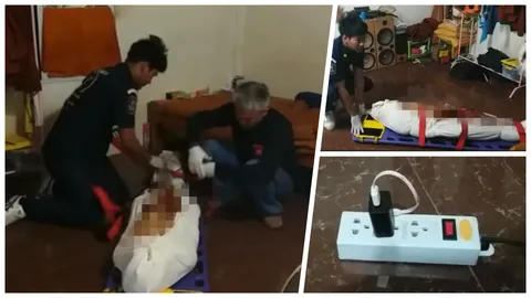 พระวัดป่าชาร์จแบตโทรศัพท์ ไฟช็อตมรณภาพ มือยังจับปลั๊ก 