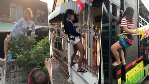 วิจารณ์ยับ! สาวเต้นท่ายาก ปีนขย่ม-โยกใส่กำแพงบ้าน ในพิธีแห่นาค (คลิป)