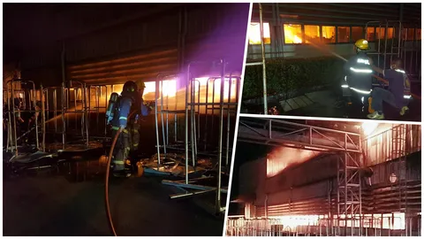 กว่า 1 ชม. เพลิงไหม้โรงงานท่อแอร์ เสียงระเบิดตูม สนั่นนิคมฯอมตะนคร