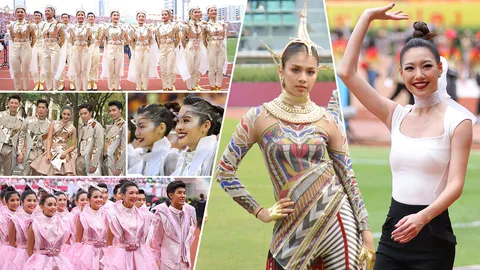 ที่สุดสวยอลังการ! เก็บตก 6 ชุดผู้นำเชียร์ จุฬาฯ-ธรรมศาสตร์ ชอบแบบไหน