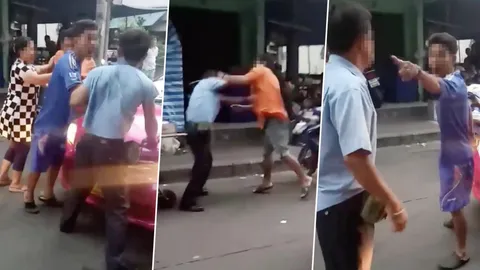 ไม่พอใจบีบแตร! มอเตอร์ไซค์ปะทะแท็กซี่ในซอย กรรมการขาโหดเข้าห้าม (คลิป)