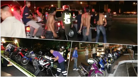 ซิ่งฉลองวาเลนไทน์ไม่รอด ตร.จับแก๊งแว้น ป่วนวิภาวดี 43 คน ยึดรถ 59 คัน