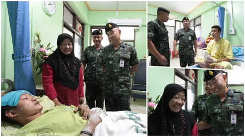 ผบ.พล.พัฒนา4 เยี่ยม 4 ทหารกล้า ช.พัน.5 ถูกลอบวางระเบิดขณะเข้าสร้างทาง